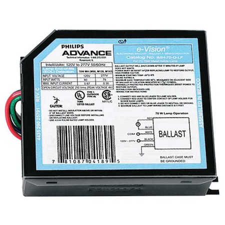 PHILIPS ADVANCE 70 W, 1 Lamp HID Ballast MPN:IMH-70-G-BLS