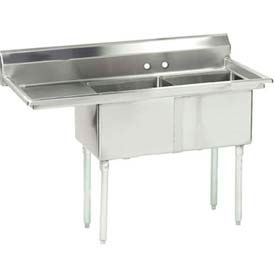 Advance Tabco® FC-2-2424-18L-X NSF Fabricated 2 Compartment Sink 18 Left Drainboard FC-2-2424-18L-X
