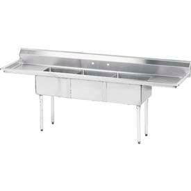 Advance Tabco® FE-3-1014-15RLX NSF Fabricated 3 Compart. Sink 15L Left & Right Drainboards FE-3-1014-15RLX