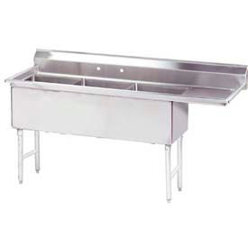 Advance Tabco® FE-3-1812-18R-X NSF Fabricated 3 Compart. Sink 18L Right Drainboard FE-3-1812-18R-X
