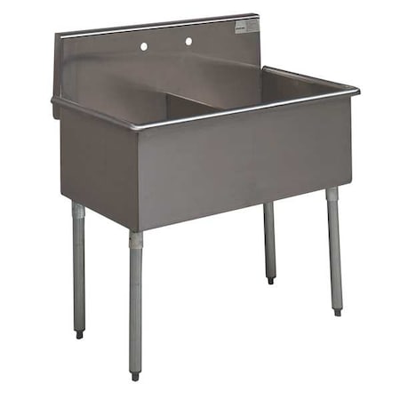 Scullery Sink 36 in x 21 in, 2, 2, Floor Mount, 16 ga. 430 Stainless Steel MPN:4-2-36