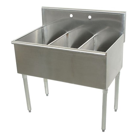 Scullery Sink 54 in x 21 in, 3, 2, Floor Mount, 430 Stainless Steel MPN:4-3-54