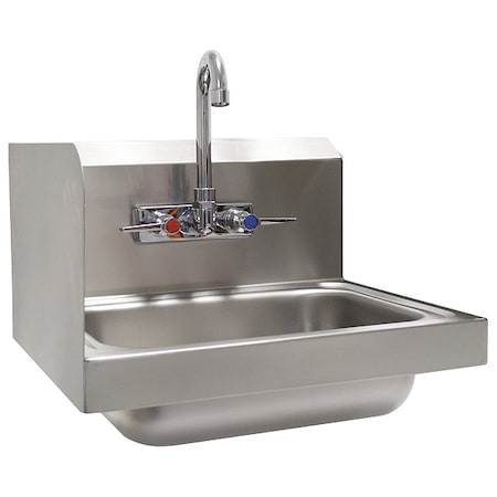 Silver Bathroom Sink, Stainless Steel, Wall Mount Bowl Size 10