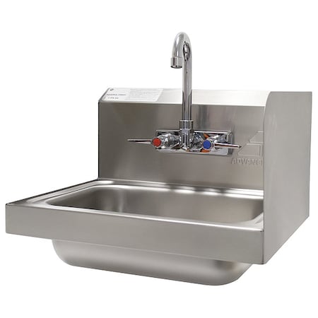 Silver Bathroom Sink, Stainless Steel, Wall Mount Bowl Size 10