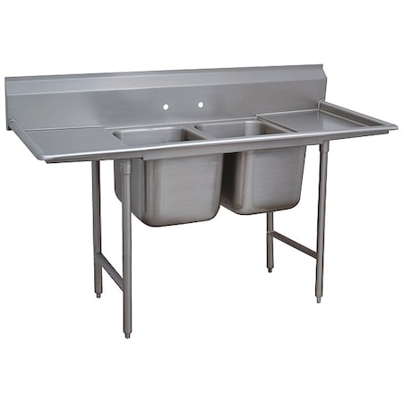 Scullery Sink 16 in x 20 in, 2, 2, Floor Mount, 18 ga. 304 Stainless Steel MPN:9-2-36-24RL