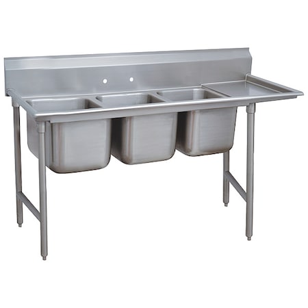 Scullery Sink 16 in x 20 in, 3, 2, Floor Mount, 18 ga. 304 Stainless Steel MPN:9-3-54-24L