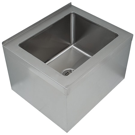 Mop Sink 28 in x 20 in, 1, Floor Mount, 16 ga. 304 Stainless Steel MPN:9-OP-48