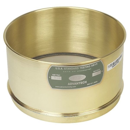Sieve, No 200, B/S, 8 In, Wash 4