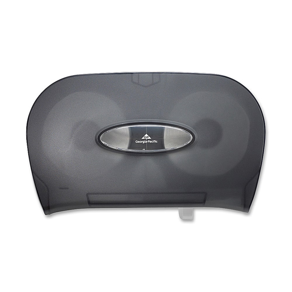 Georgia-Pacific Side-by-Side Standard Roll Toilet Paper Dispenser, 59206, 13.58in x 5.73in x 8.59in, Smoke Gray, 1 Dispenser MPN:59206