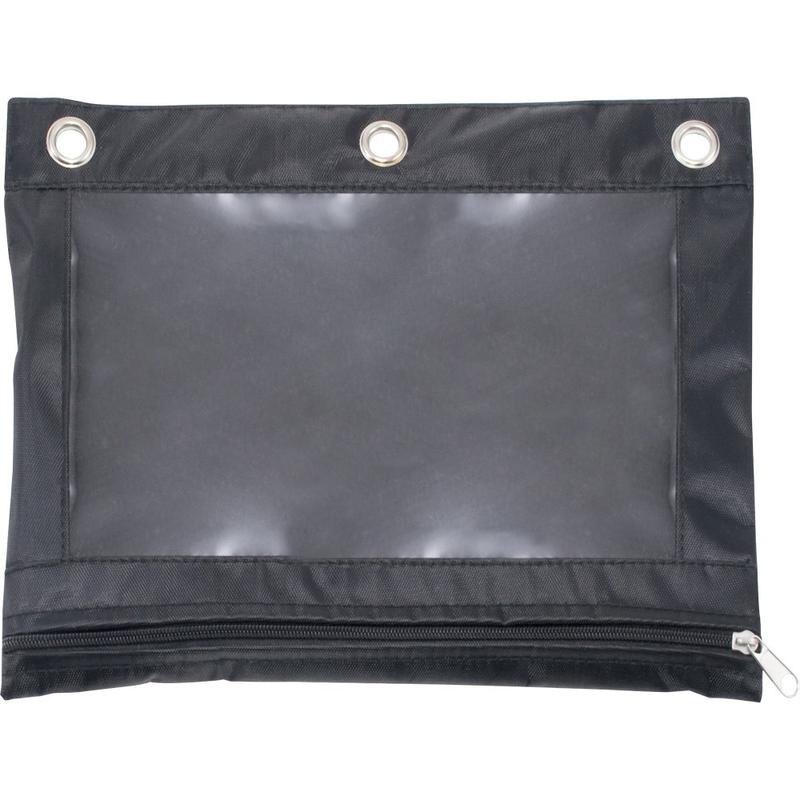 Advantus Binder Pencil Pouch - 10in Height x 7.4in Width - 3 x Holes - Ring Binder - Rectangular - Black, Clear - Vinyl - 1 Each MPN:67024