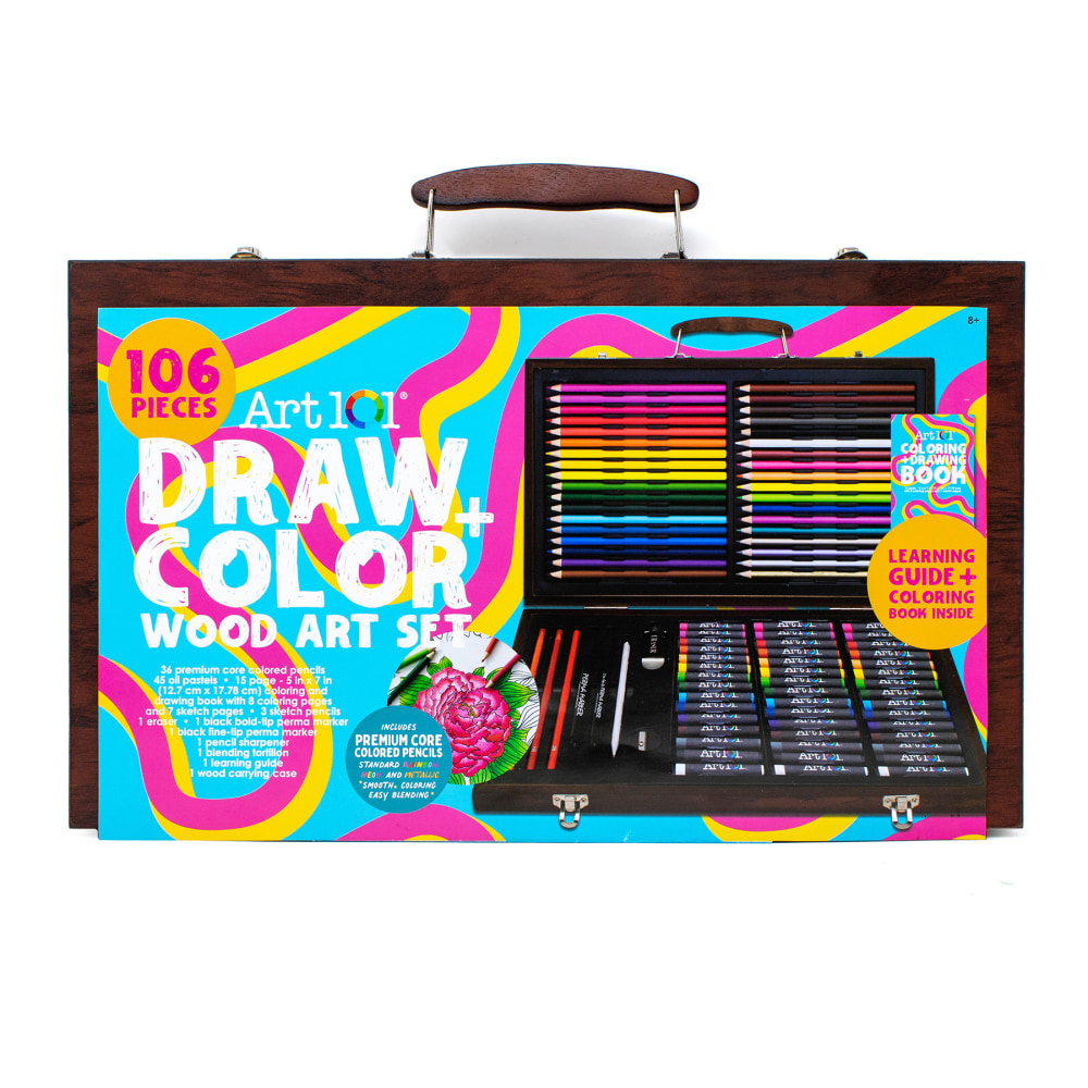 Art 101 Draw and Color Wood 106-Piece Art Set MPN:AOO53106MB