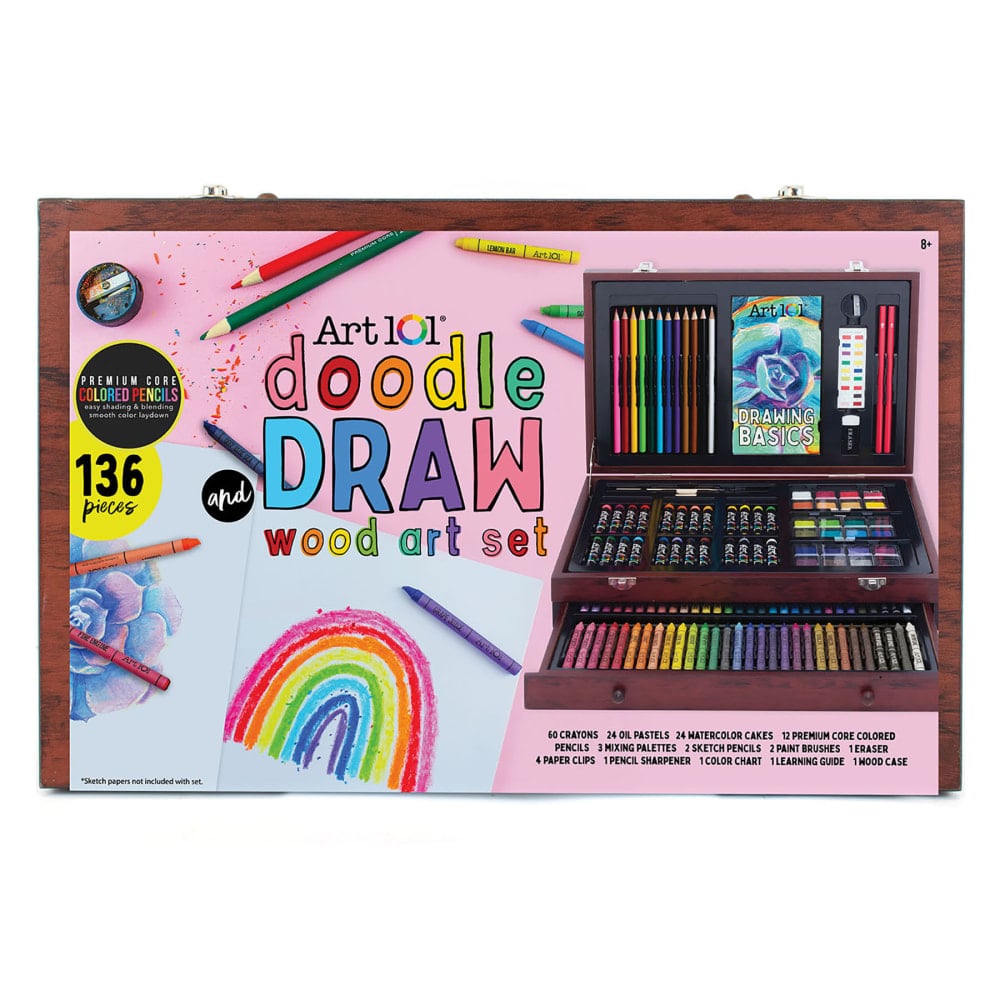 Art 101 Doodle and Draw 136-Piece Multimedia Wood Art Set MPN:AOO53136MB