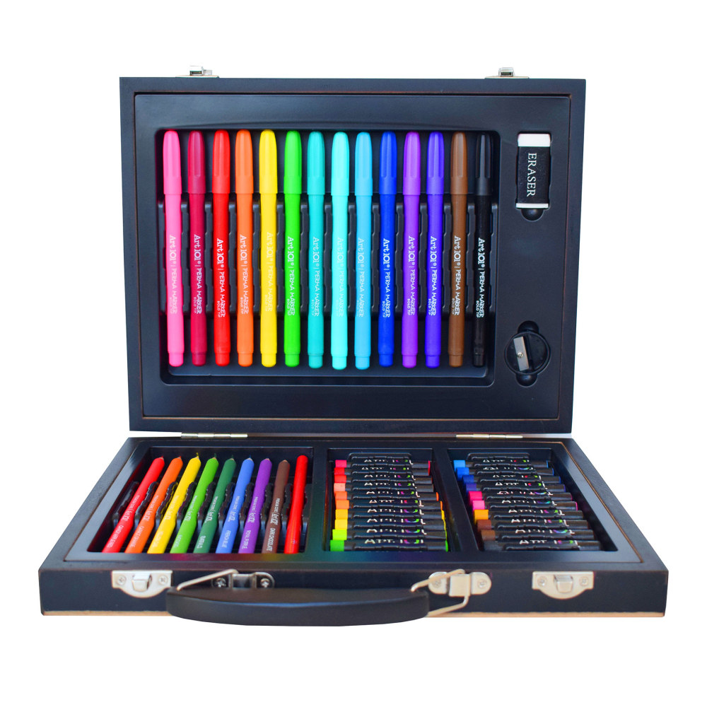 Art 101 Color and Sketch Color Your Own Wood 58-Piece Art Set MPN:AOO55058MB