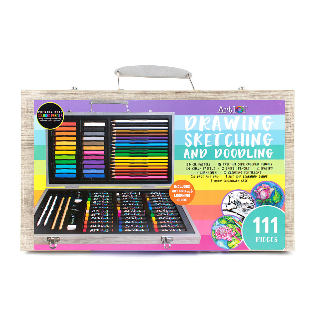 Art 101 Drawing, Sketching and Doodle Wood 111-Piece Art Set MPN:AOO55111MB