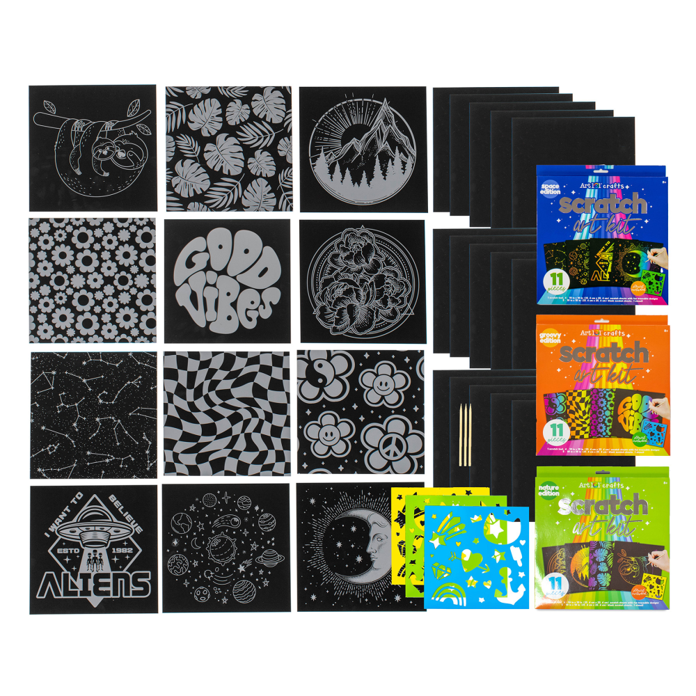 Art 101 Scratch Art Kits, Pack Of 3 Kits MPN:AOO90041MB