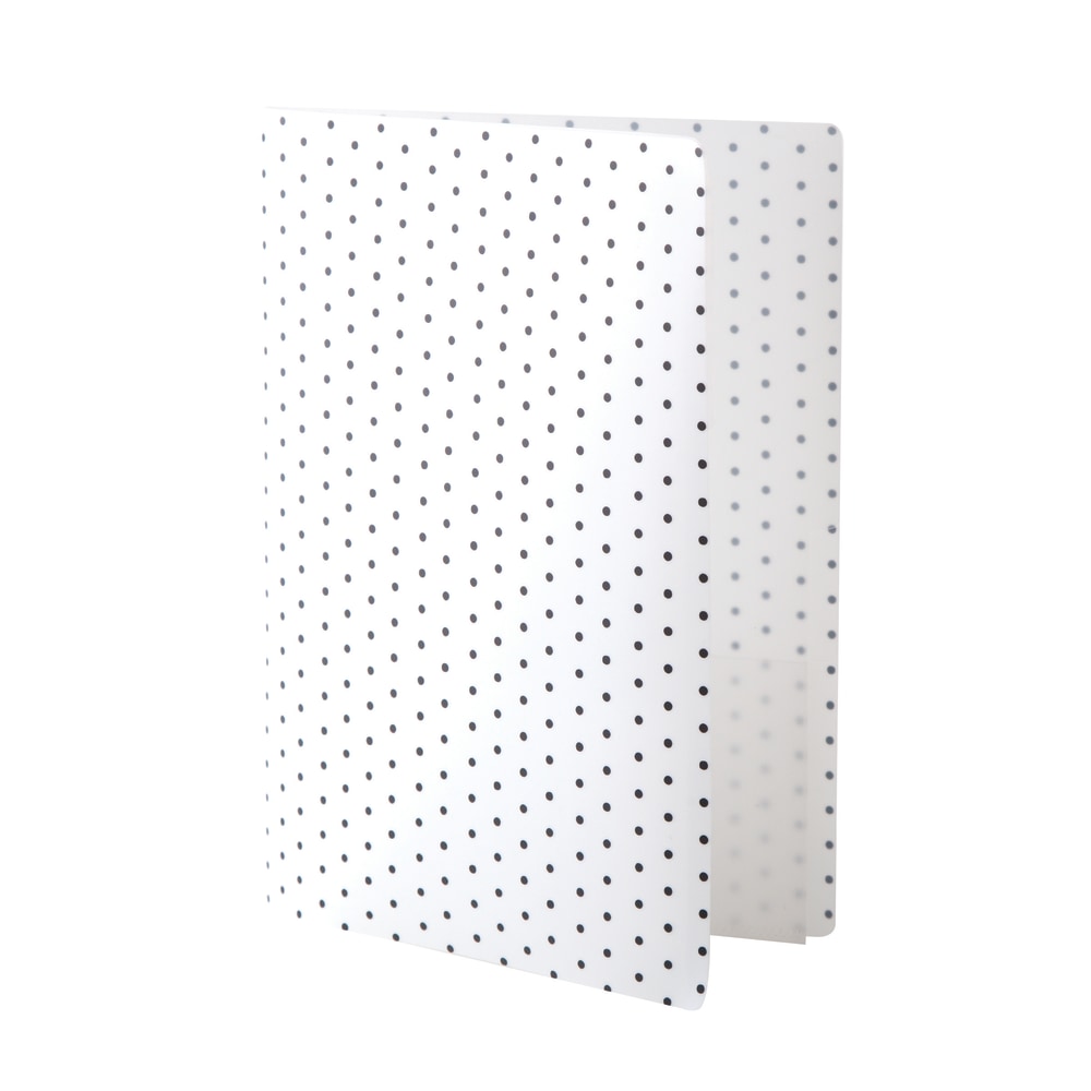Realspace Poly Expanding File Folder, 8-Pocket, Letter Size, 4in Expansion, White/Black Dots (Min Order Qty 20) MPN:37487