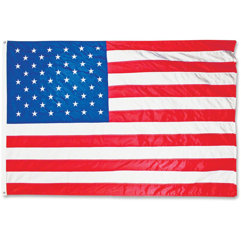 Advantus Heavyweight Nylon Outdoor U.S. Flag - United States - 96in x 60in - Heavyweight, Grommet, Durable - Nylon, Brass - Red, White, Blue MPN:MBE002270