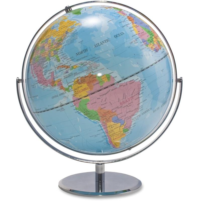 Advantus 12in Political World Globe - 13in Width x 16in Height - 12in Diameter - Multi MPN:30502