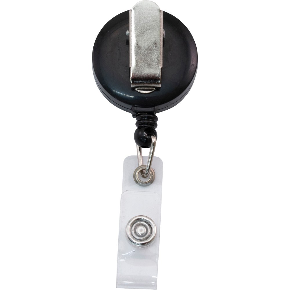 Advantus Snap Clip Retractable ID Reel - Black - Sturdy - 12 / Pack MPN:75667