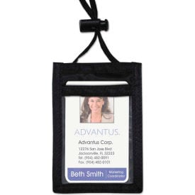 Advantus® ID Badge Holder w/Convention Neck Pouch Vertical 3-1/4