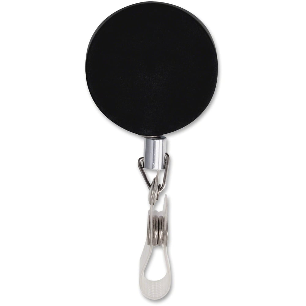 Advantus Premier Retractable Heavy Duty ID Reel With Badge Clip - Plastic, Steel - Black, Silver - 12 / Box MPN:75406