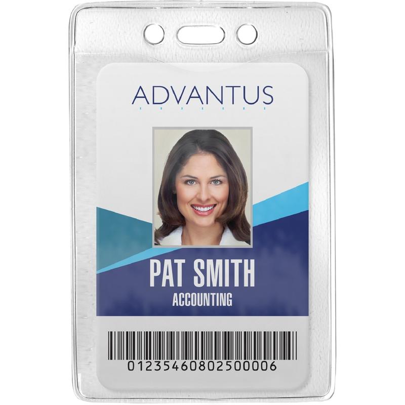 Advantus Vertical Security Badge Holder - Vinyl - 50 / Box MPN:75419