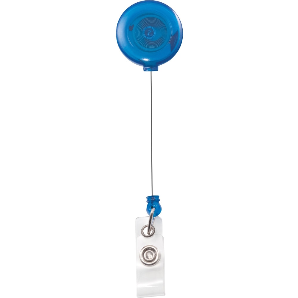 Advantus Translucent Retractable ID Card Reel With Snaps, Translucent Blue/Clear, Pack Of 12 MPN:75472
