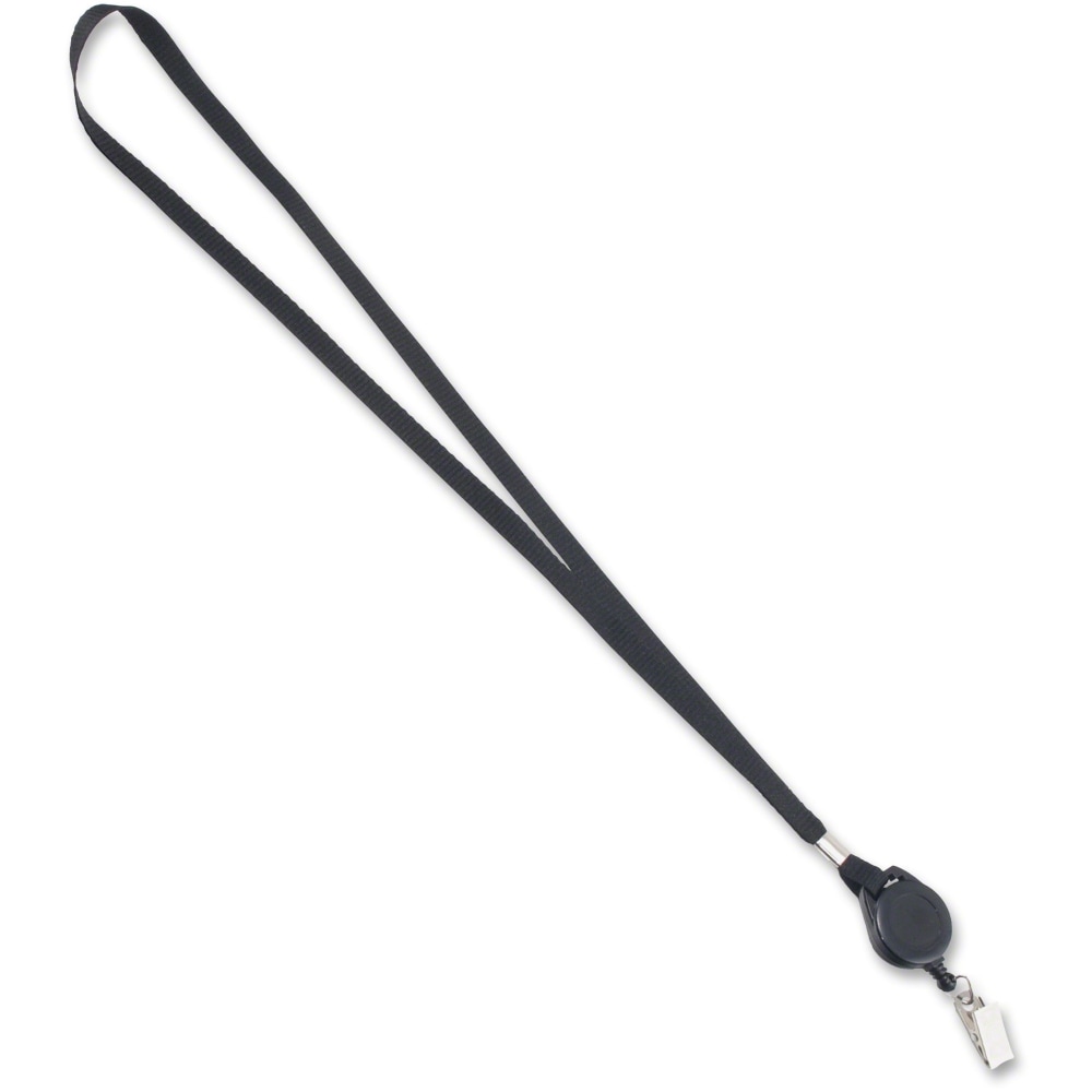 Advantus Retracting ID Reel Badge 36in Lanyard - 36in Length - Black - 12 / Box MPN:75549
