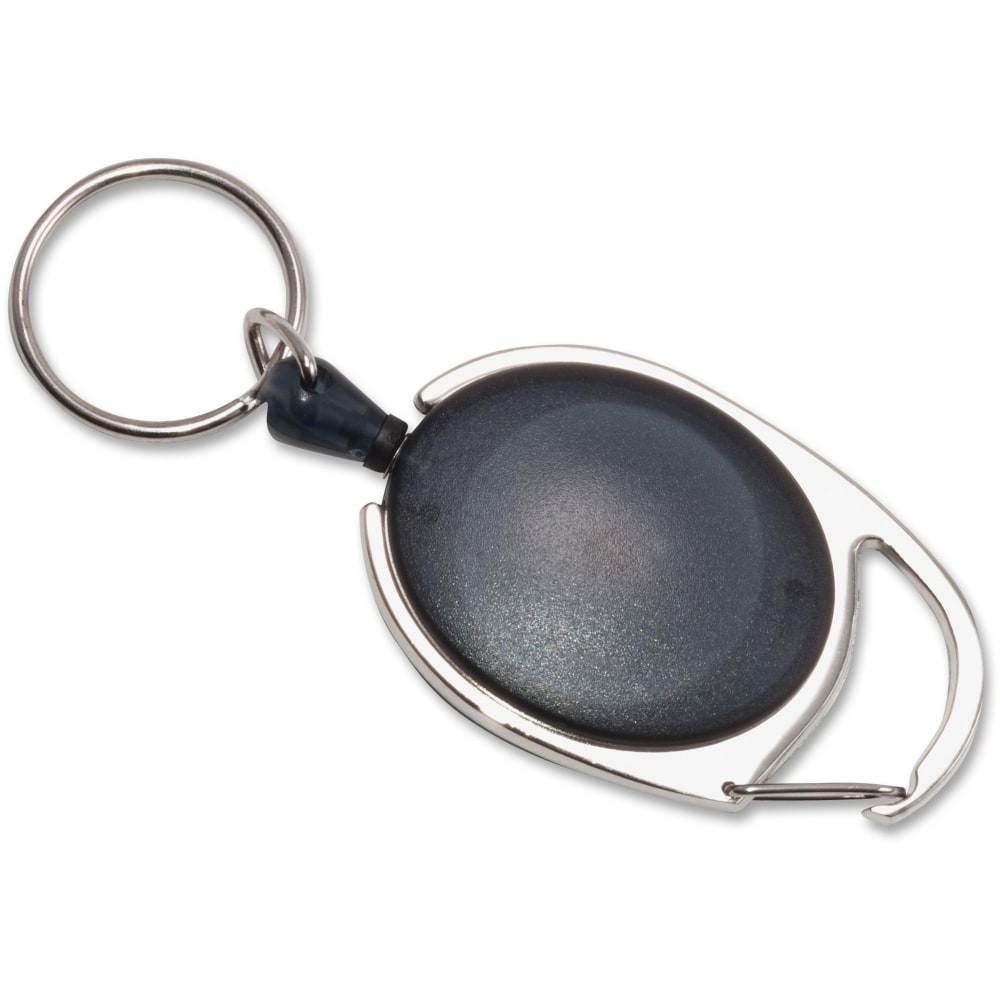 Advantus Retractable Carabiner Reel With Key Rings, Smoke, Pack Of 6 MPN:75553