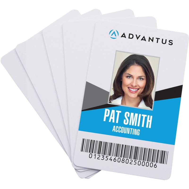 Advantus Blank PVC ID Cards - Printable - 2.13in x 3.38in Length - White - Polyvinyl Chloride (PVC) - 100 Pack MPN:97034