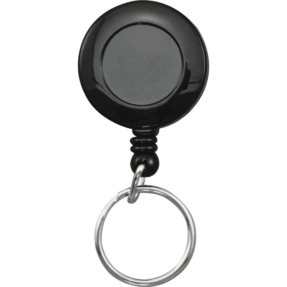 Advantus Clip-on Ring Retractable ID Reel - Black - Sturdy - 12 / Box MPN:97121