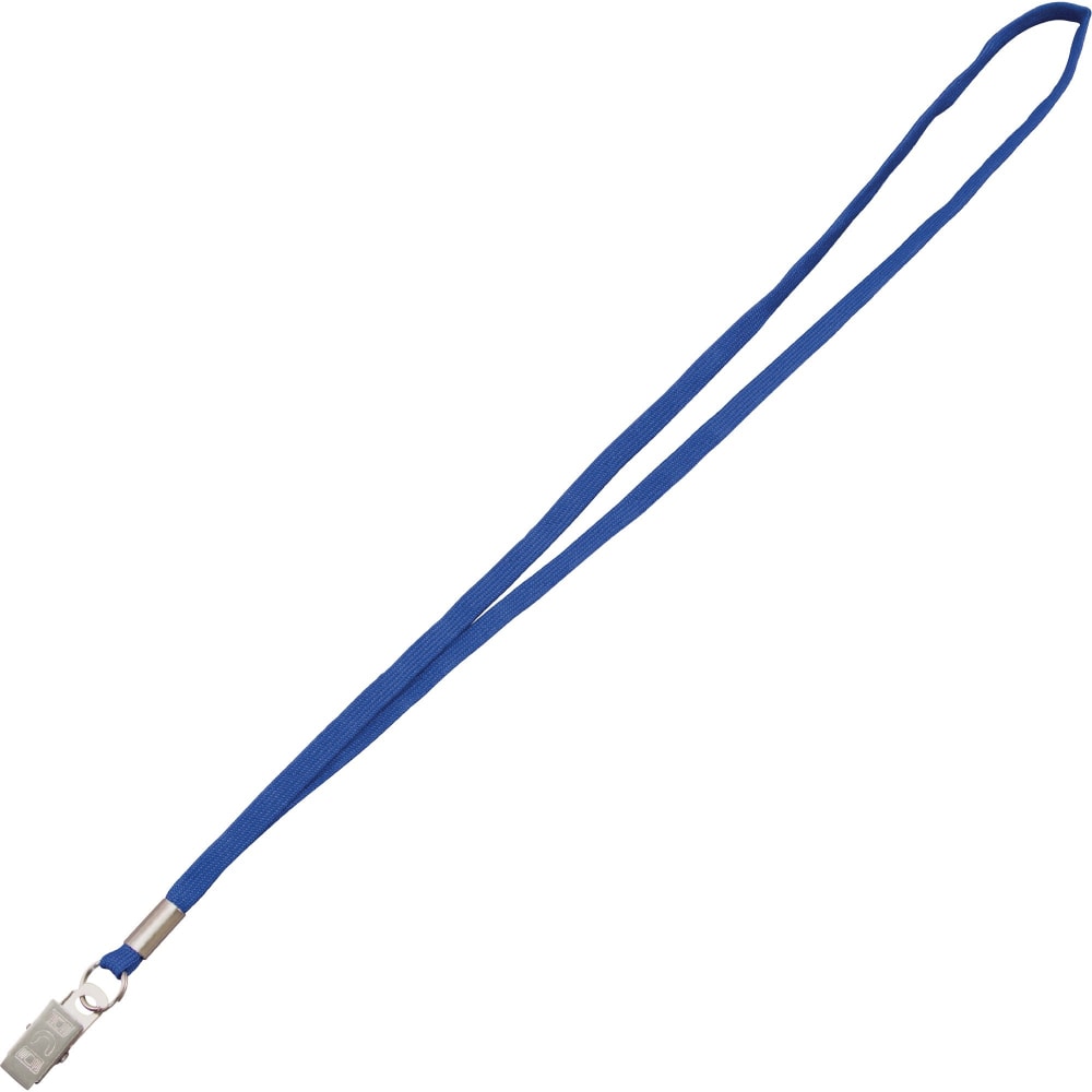 Advantus Flat Clip Lanyard - 36in Length - Blue - Woven, Metal - 100 / Box MPN:97127