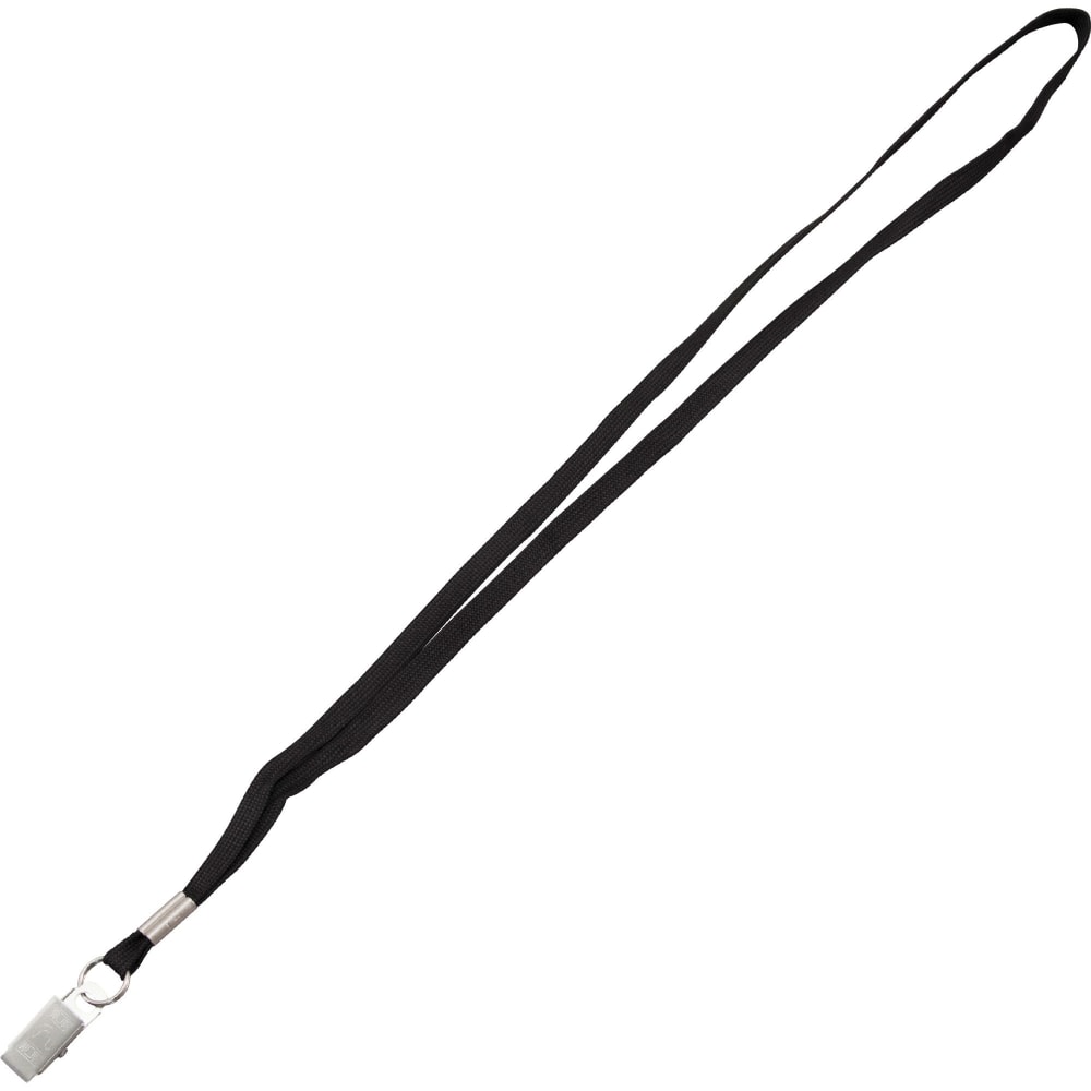 Advantus Flat Clip Lanyard - 36in Length - Black - Woven, Metal - 100 / Box MPN:97128