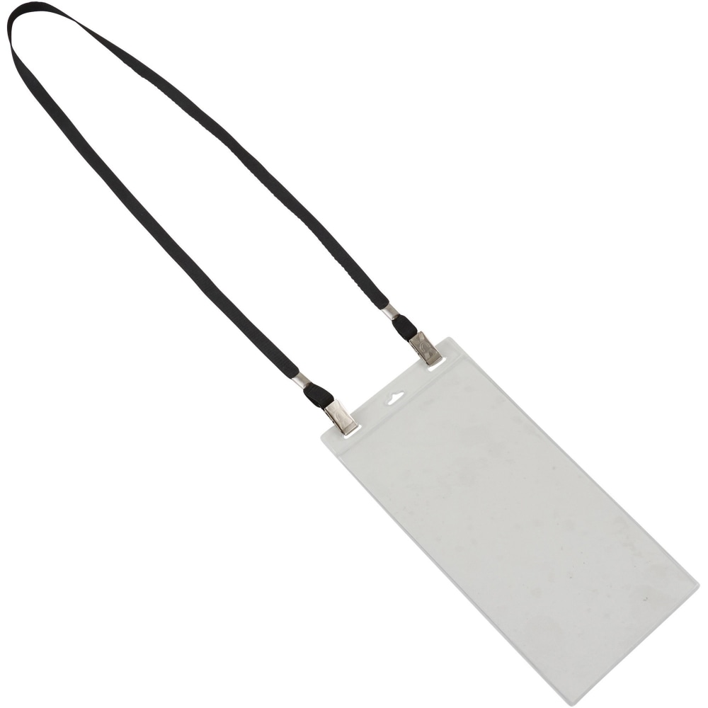Advantus Event/Credential Badge Holder, 0.1inH x 4inW x 8inL, Clear, Black, 5 / Pack MPN:97579