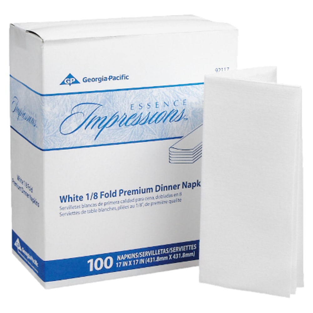 Georgia-Pacific Essence 1-Ply Replacement Linen Napkins, 17in x 17in, White, 100 Napkins Per Pack, Case Of 4 Packs MPN:92117