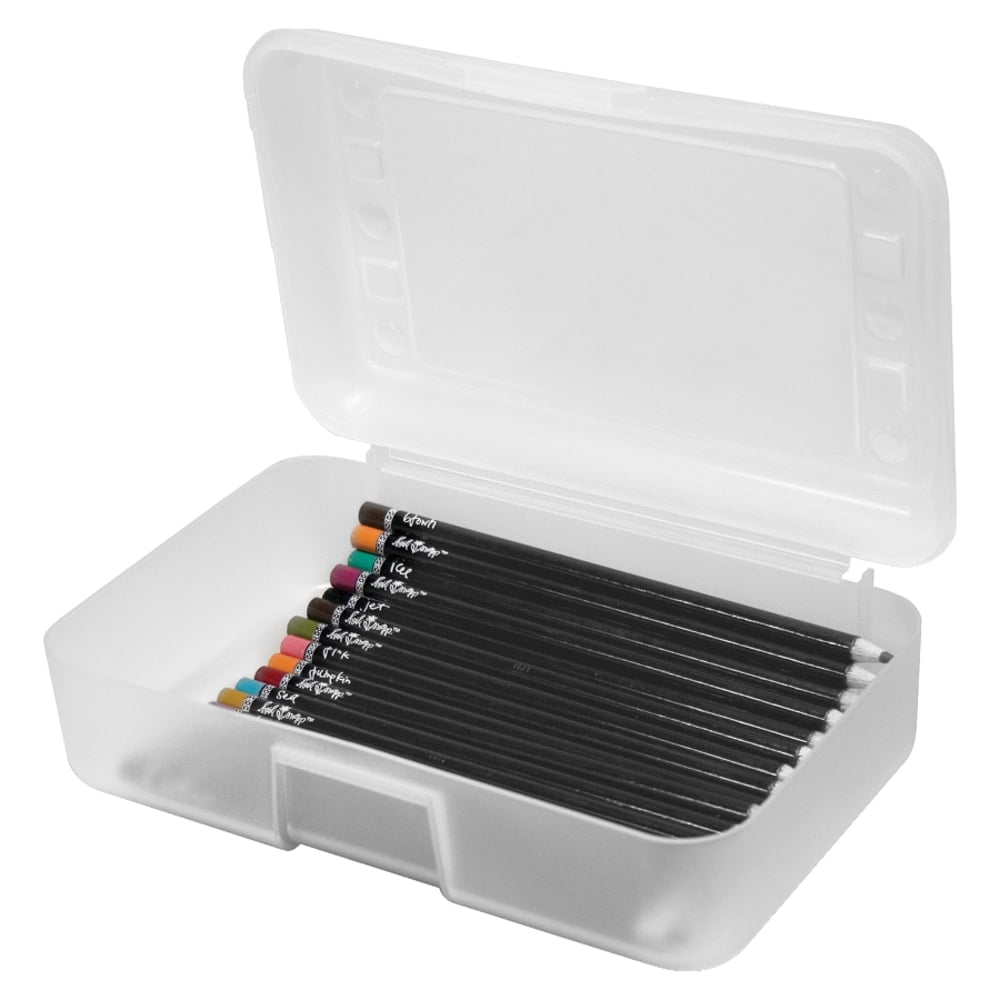 Advantus Gem Pencil Storage Box, 2 1/2in x 8 1/2in x 5 1/2in, Clear (Min Order Qty 19) MPN:34104