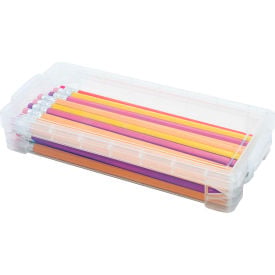 Advantus® Super Stacker Pencil Box Clear Holds 50+ Pencils 25+ Pens or 64+ Crayons 40309 - Pkg Qty 16