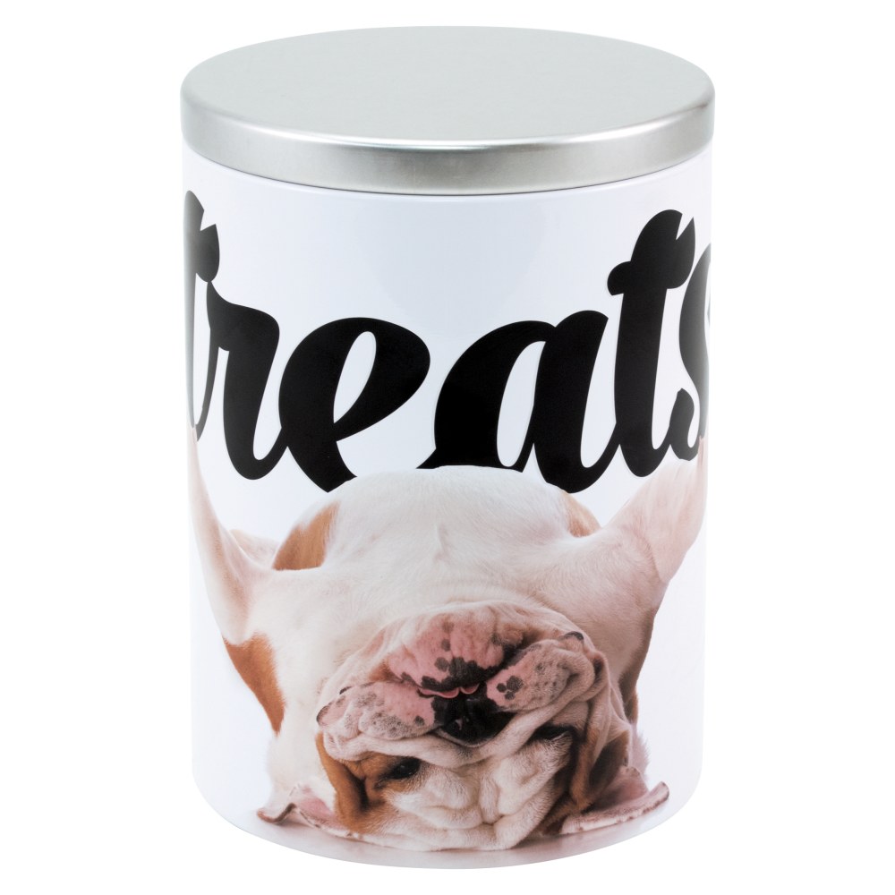 Paw Prints Tin Pet Treat Container, Large, Bulldog Design MPN:37722