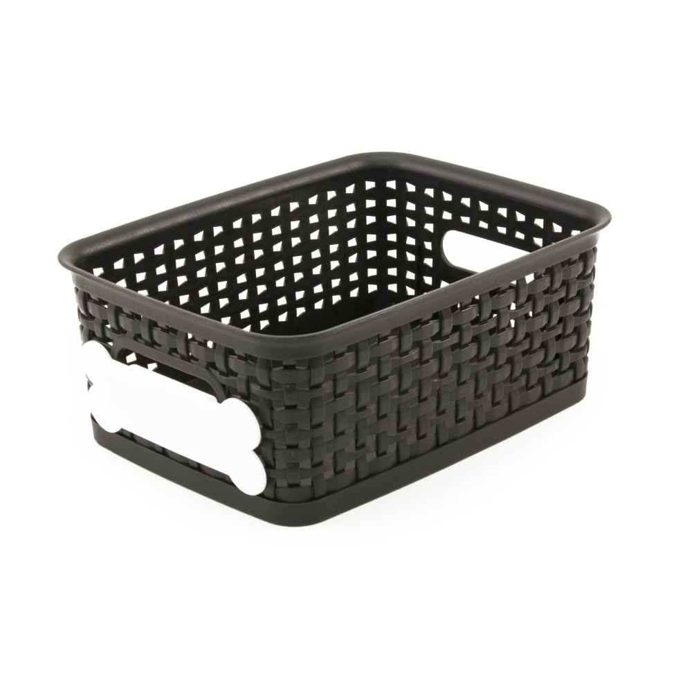 Paw Prints Pet Supply Bin With Dry-Erase Label, Small, Black MPN:37810