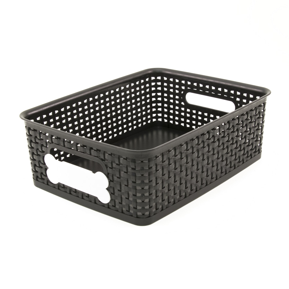 Paw Prints Pet Supply Bin With Dry-Erase Label, Medium, Black MPN:37811