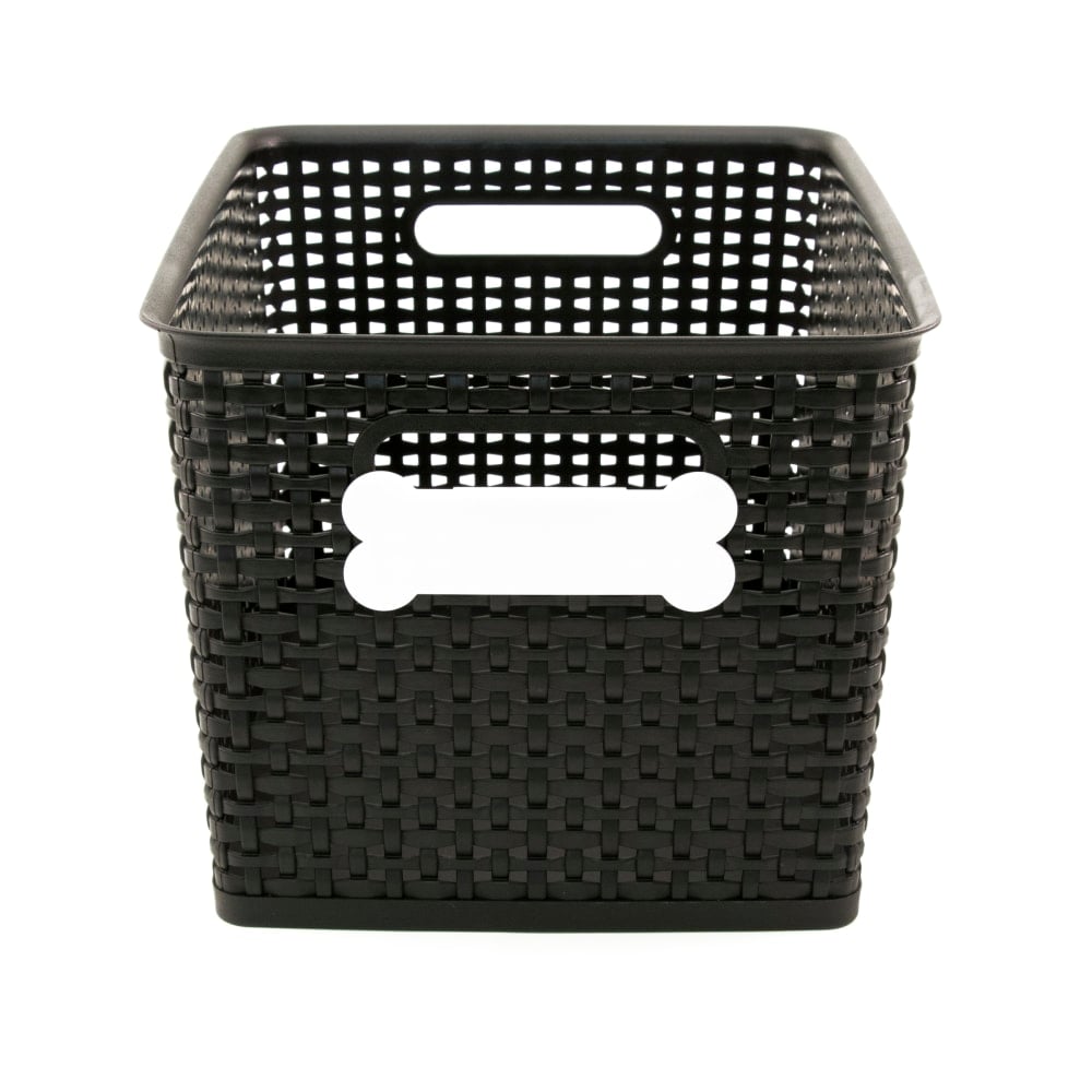 Paw Prints Pet Supply Bin With Dry-Erase Label, Large, Black MPN:37812