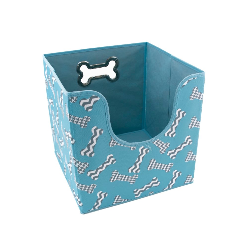 Paw Prints Collapsible Pet Storage Bin, 12inH x 12inW x 12inL, Blue MPN:38077
