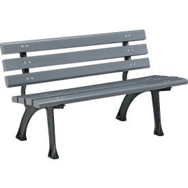 GoVets™ 4' Park Bench w/ Backrest Gray 125GY240