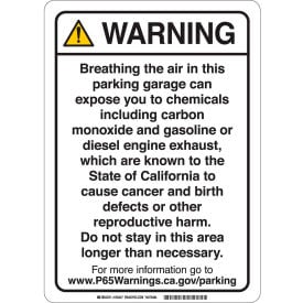 Brady® Prop 65 Regulatory Sign Parking Garage 10