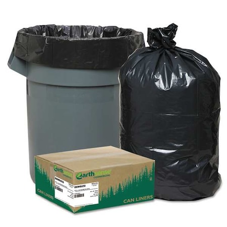 60 gal Recycling Liners, 38 in x 58 in, Extra Heavy-Duty, 1.25 mil, Black MPN:RNW6050