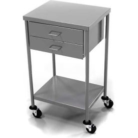 AERO Stainless Steel Anesthesia Utility Table with 2 Drawers & Flat Top Shelf CSD-2-1620