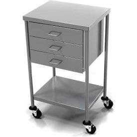 AERO Stainless Steel Anesthesia Utility Table with 3 Drawers & Flat Top Shelf CSD-3-1620