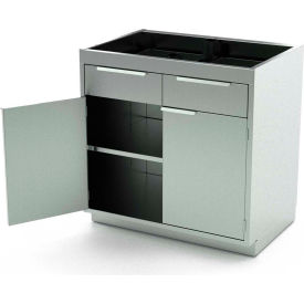AERO Stainless Steel Base Cabinet BC-1703 2 Hinged Doors 1 Shelf 2 Drawers 48