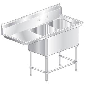 Aero Manufacturing Company® 2F2-2116-24L Two Bowl Aerospec SS NSF Sink w/ 24W Left Drainboard 2F2-2116-24L
