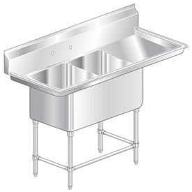 Aero Manufacturing Company® 2F2-2418-24R Two Bowl Aerospec SS NSF Sink w/ 24W Right Drainboard 2F2-2418-24R